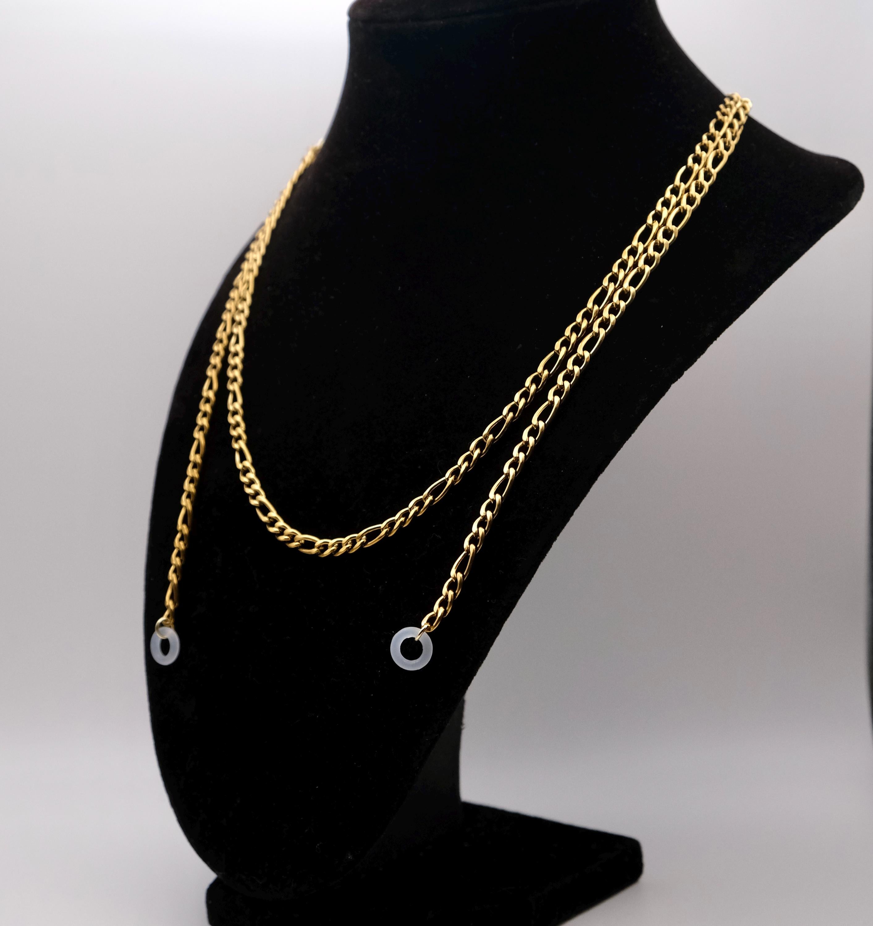 Tarnish-Free Gold Earplug Necklace | Thick Figaro Chain