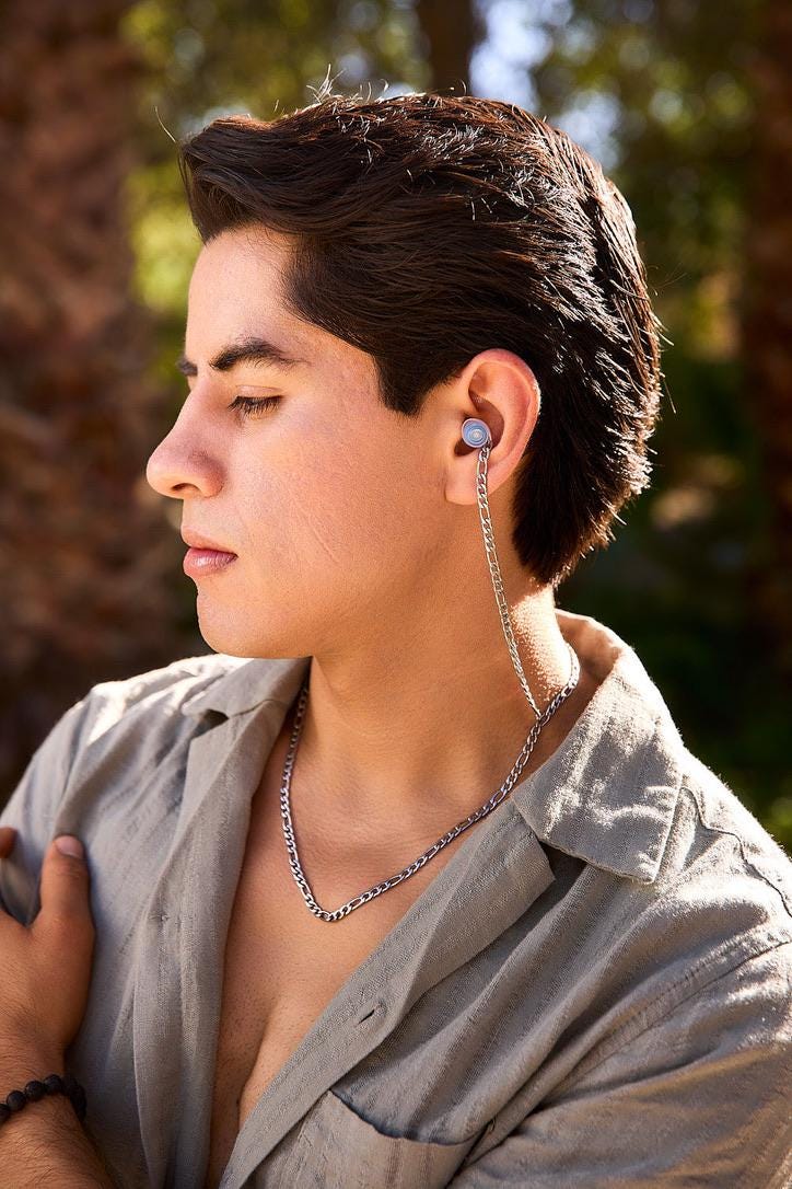 Thick Figaro Stainless Steel Earplug Necklace