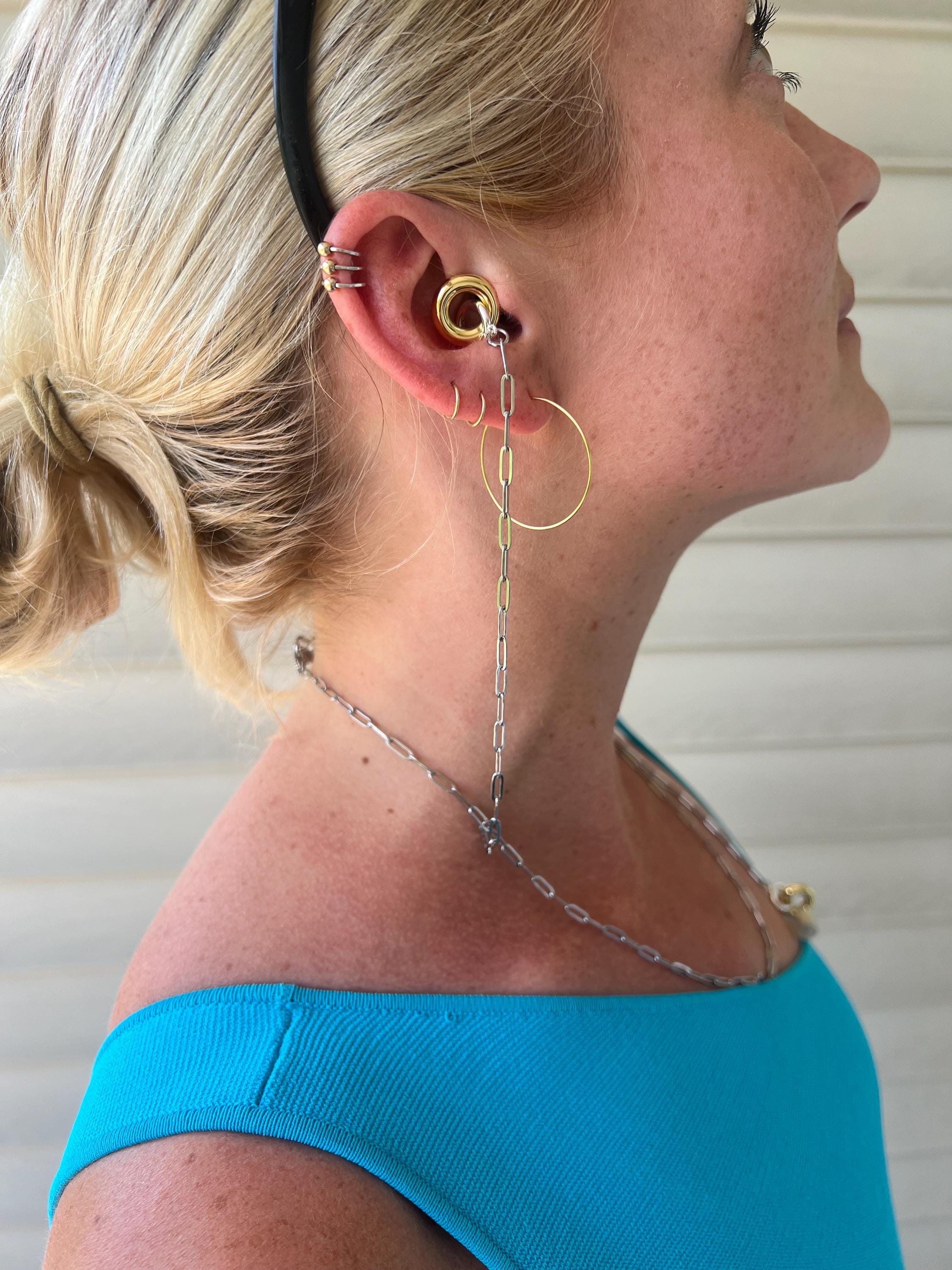 Stainless Steel Paper Clip Earplug Necklace